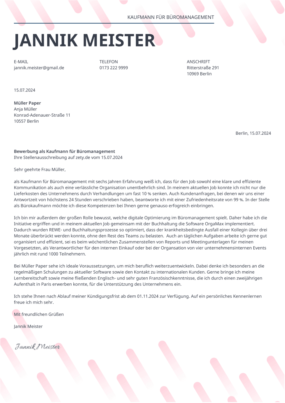 Anschreiben online Dynamic
