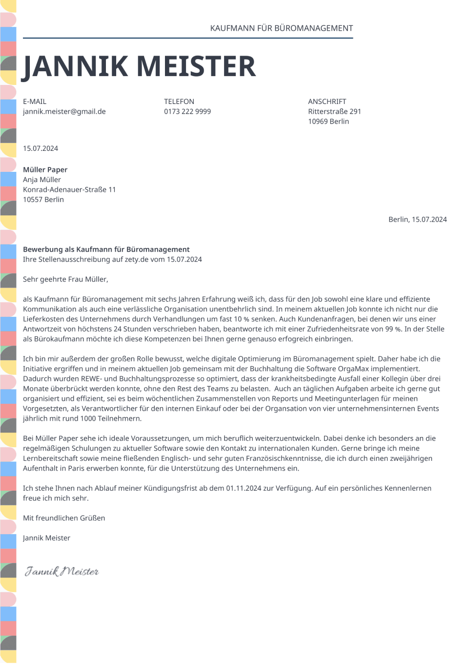 Anschreiben online Profile