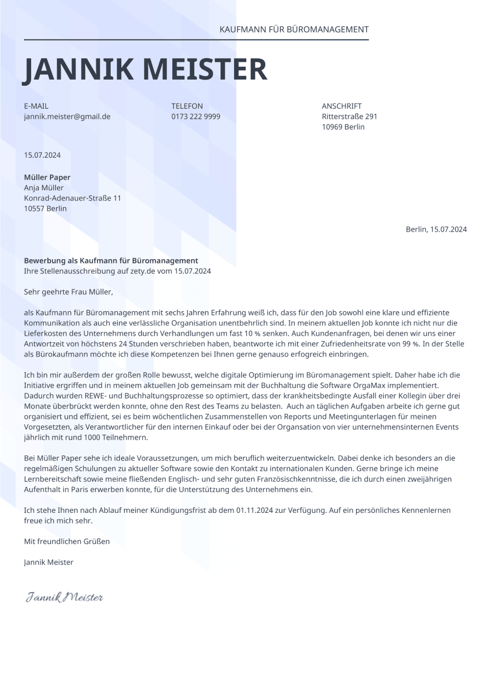 Anschreiben online Synergy
