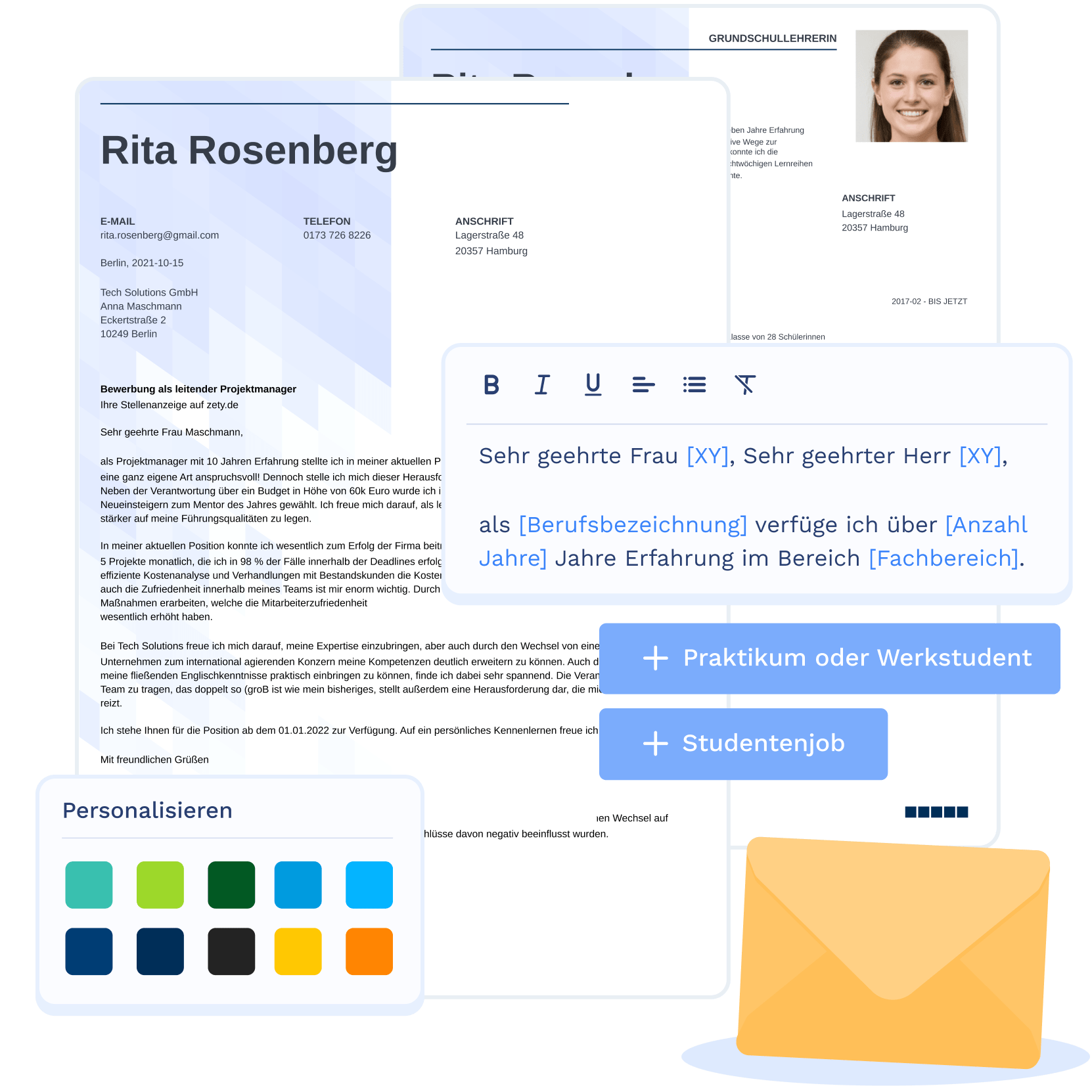 Mit Zetys Bewerbungsgenerator erstelltes Anschreiben
